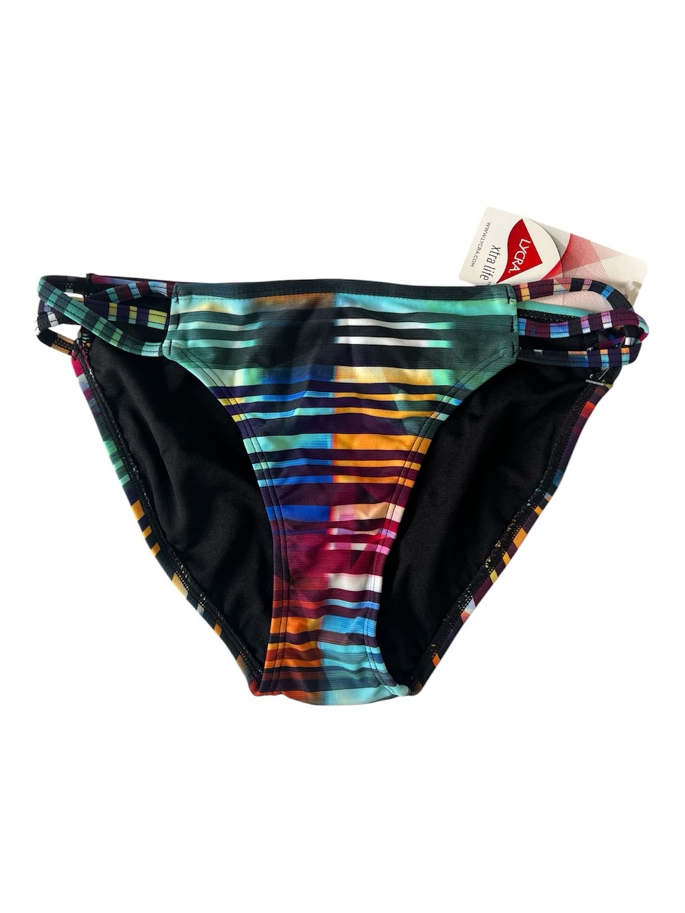Athleta Laser Beam Bikini Bottom Size Small NWT Multicolor Stripes